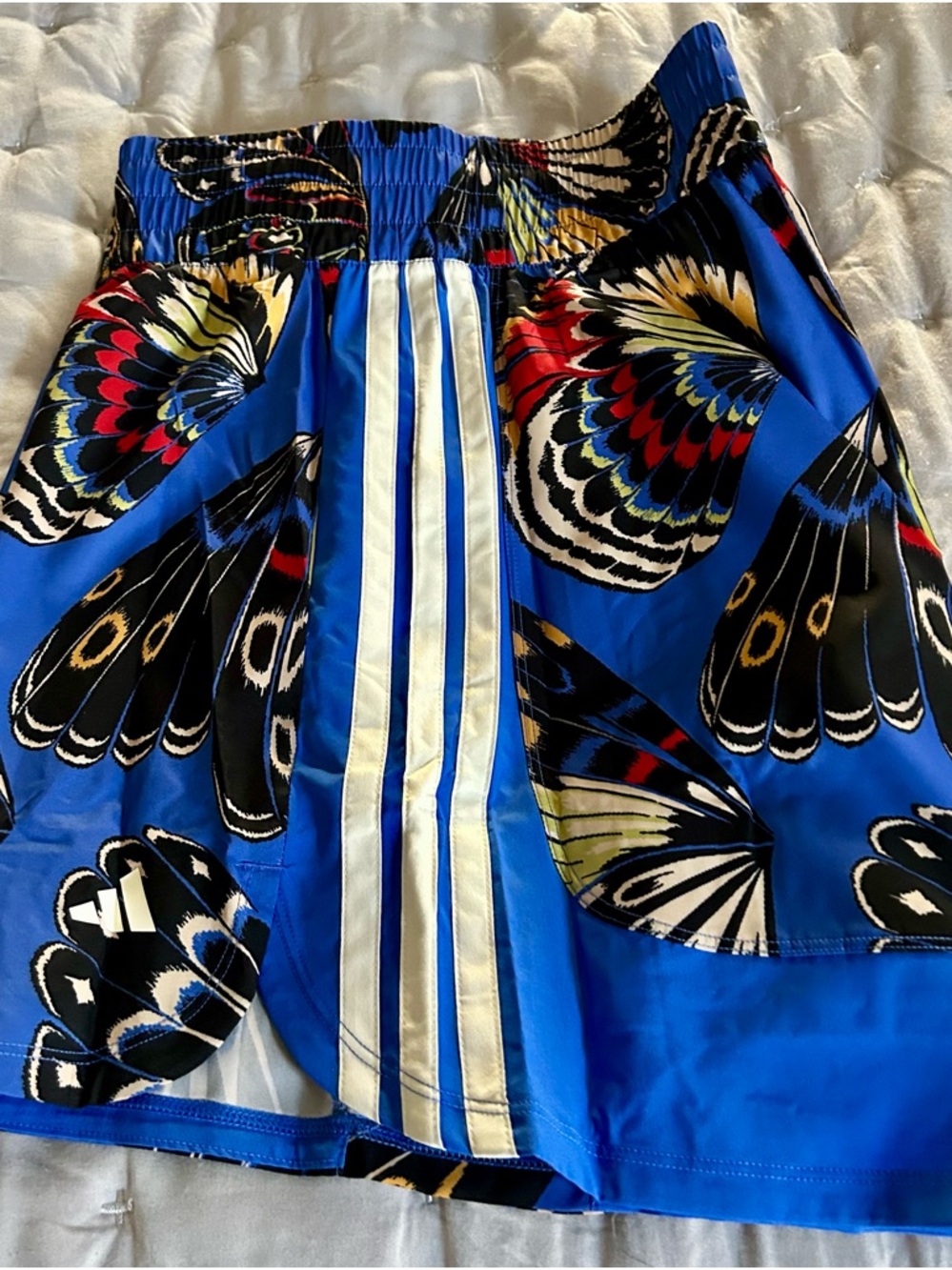 FARM Rio x Adidas Blue Butterfly-Print Athletic Shorts NEW - Picture 3 of 3